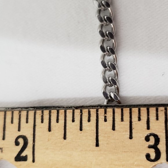 18K White Gold plated 317L Stainless Steel Curb 24" necklace & bracelet 4mm w - Picture 6 of 6